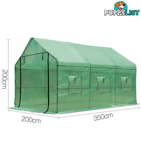 Greenhouse with Green PE Cover - 3.5M x 2M