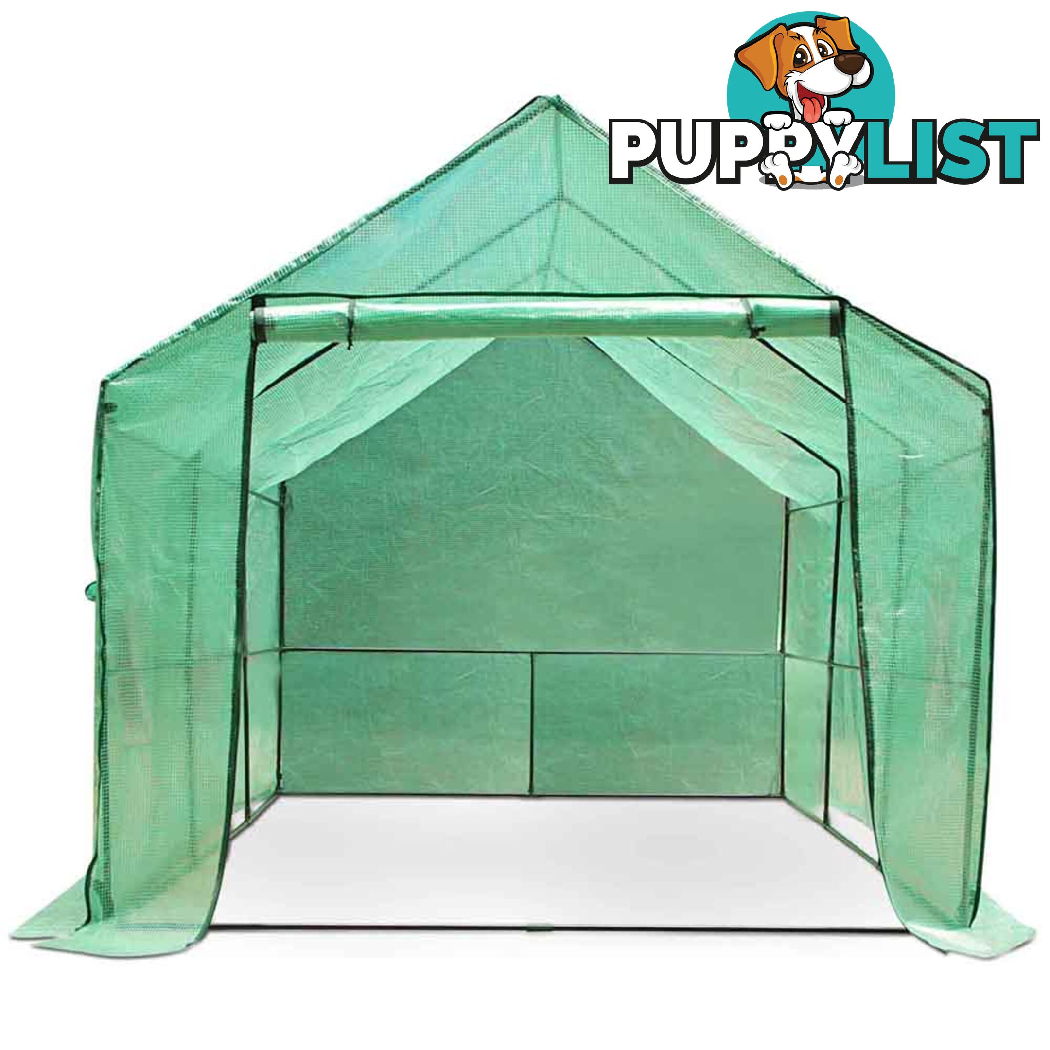 Greenhouse with Green PE Cover - 3.5M x 2M