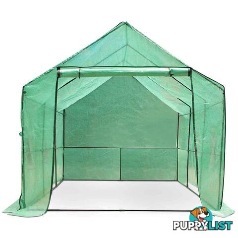 Greenhouse with Green PE Cover - 3.5M x 2M