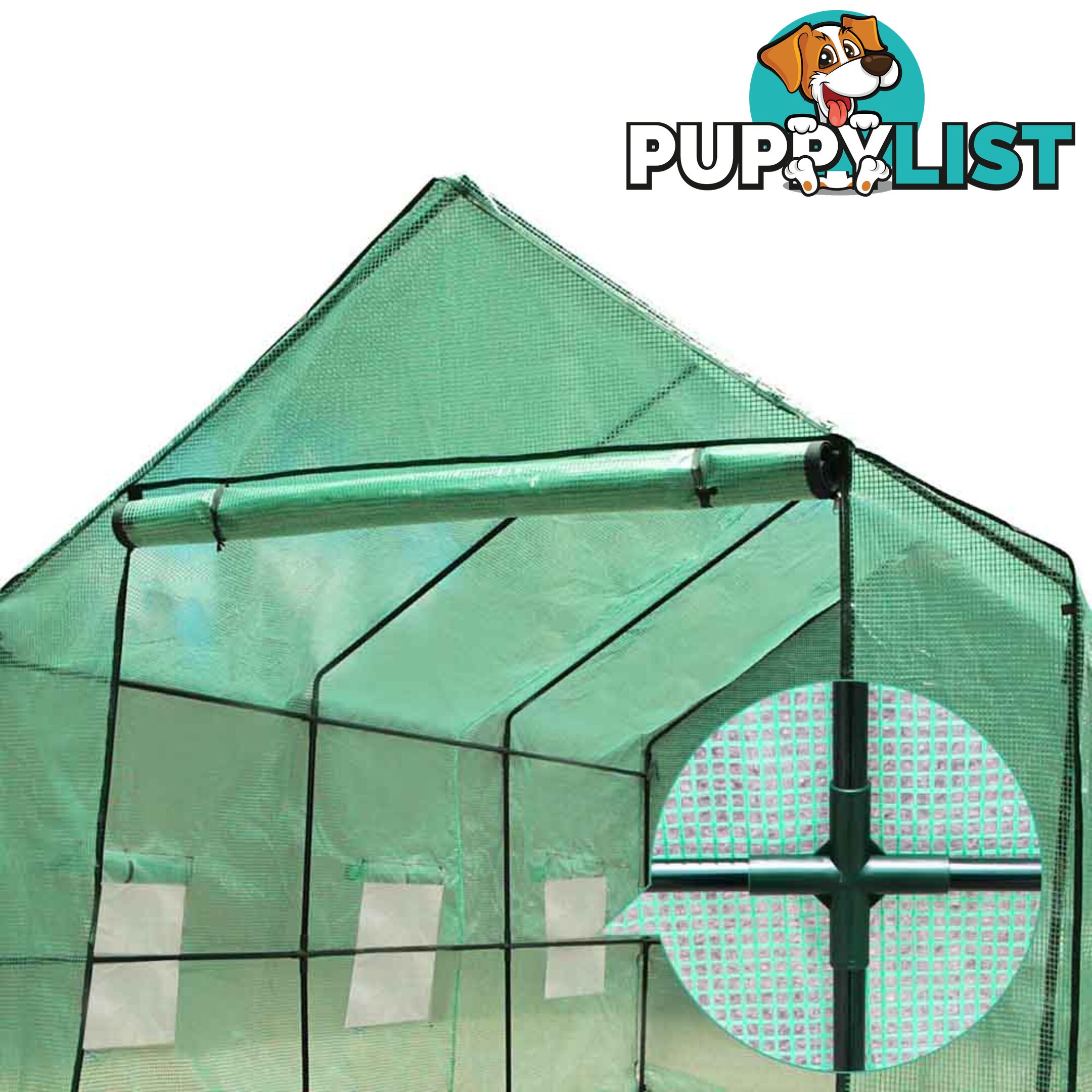 Greenhouse with Green PE Cover - 3.5M x 2M