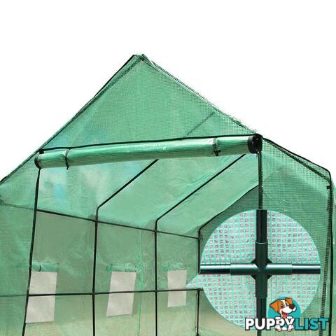 Greenhouse with Green PE Cover - 3.5M x 2M