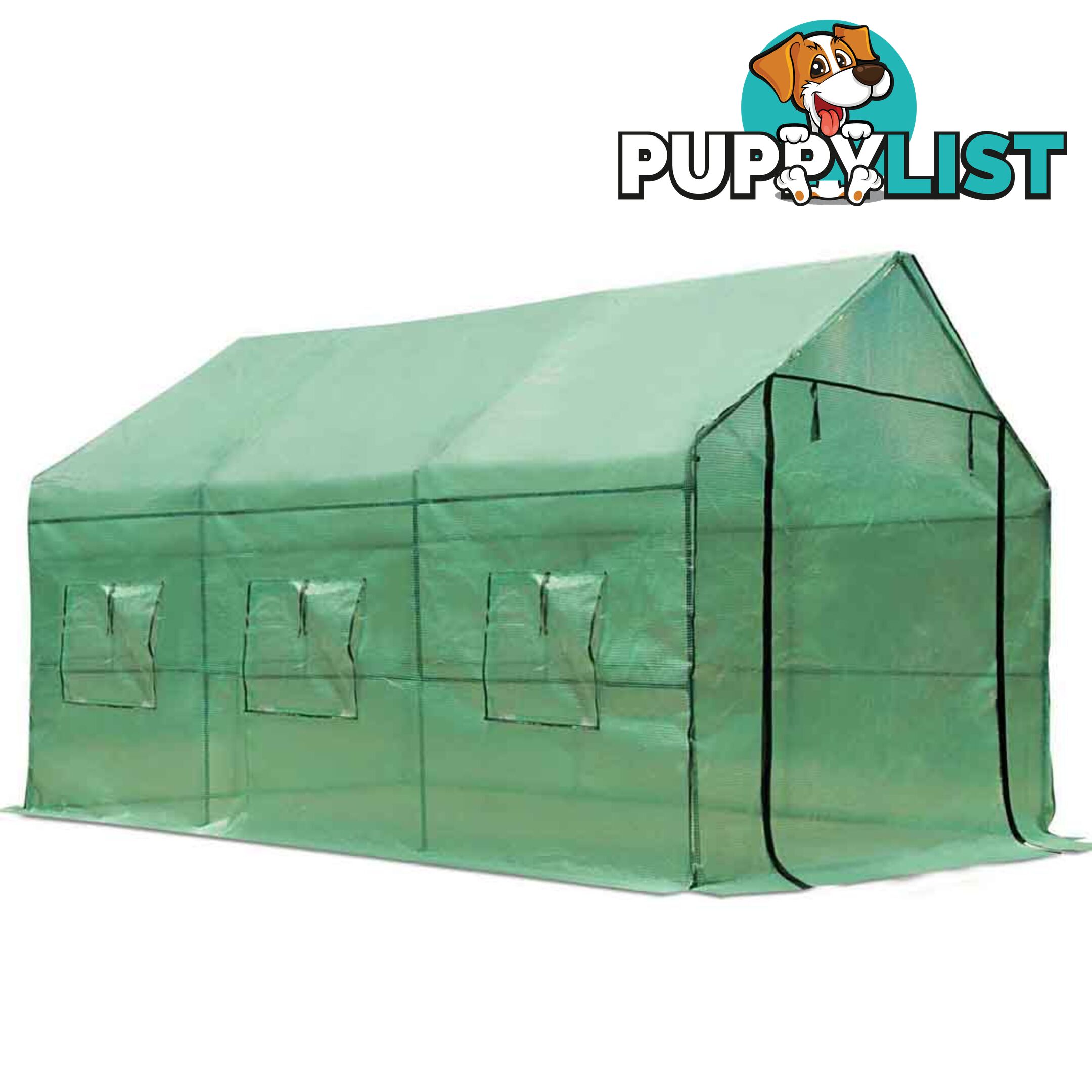 Greenhouse with Green PE Cover - 3.5M x 2M