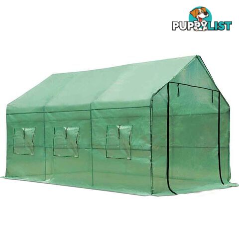 Greenhouse with Green PE Cover - 3.5M x 2M