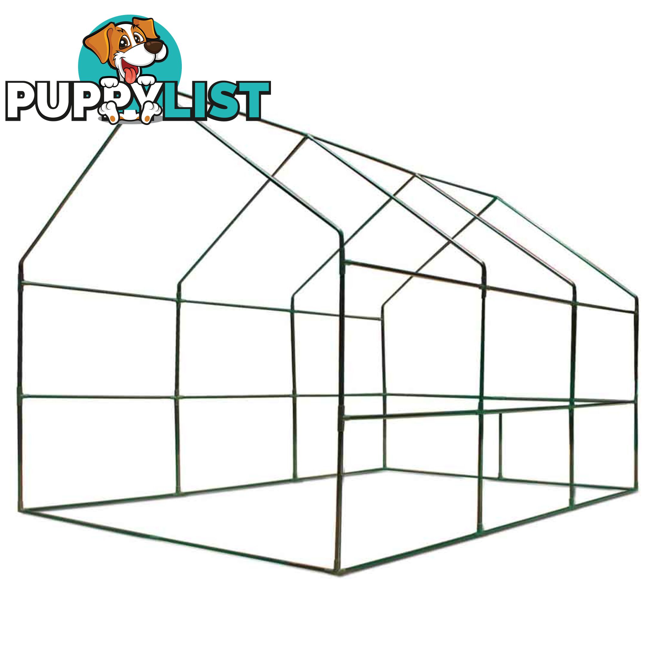 Greenhouse with Green PE Cover - 3.5M x 2M