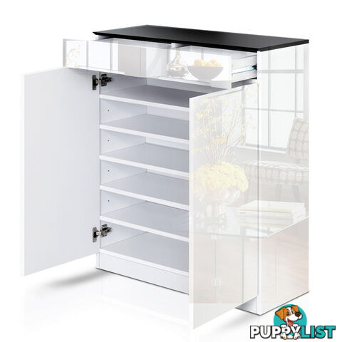 High Gloss Shoe Cabinet Rack Black / White