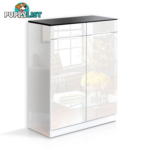 High Gloss Shoe Cabinet Rack Black / White