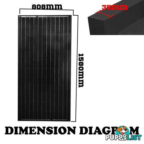 12V 220W Black Solar Panel Kit Caravan Camping Power Battery Charging