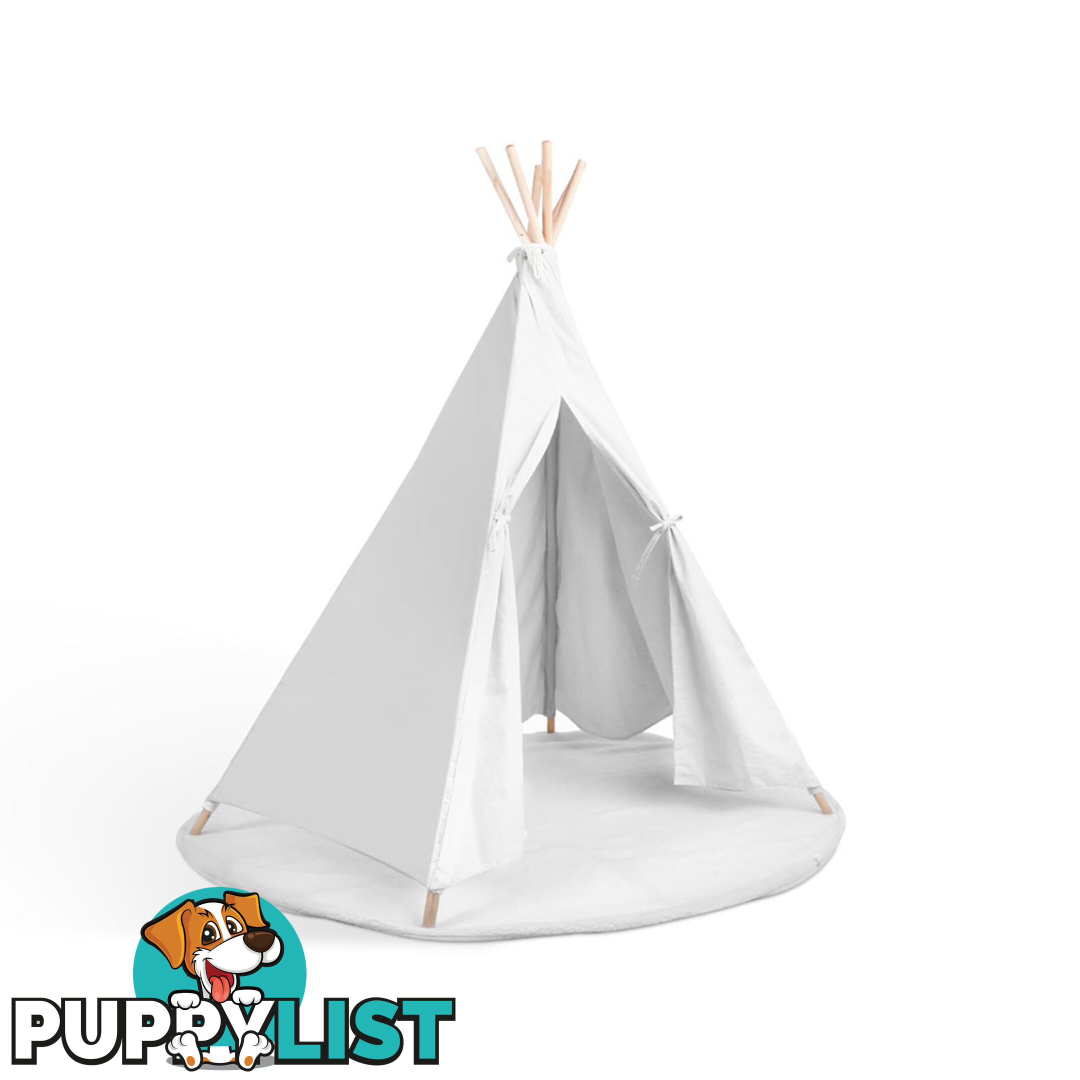 White Kids 6 Pole Teepee Canvas Tent