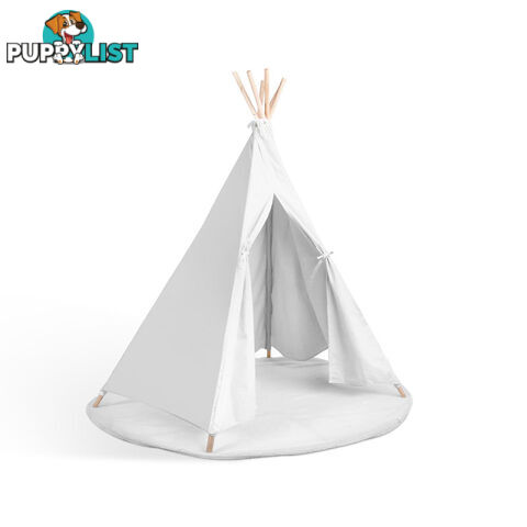 White Kids 6 Pole Teepee Canvas Tent