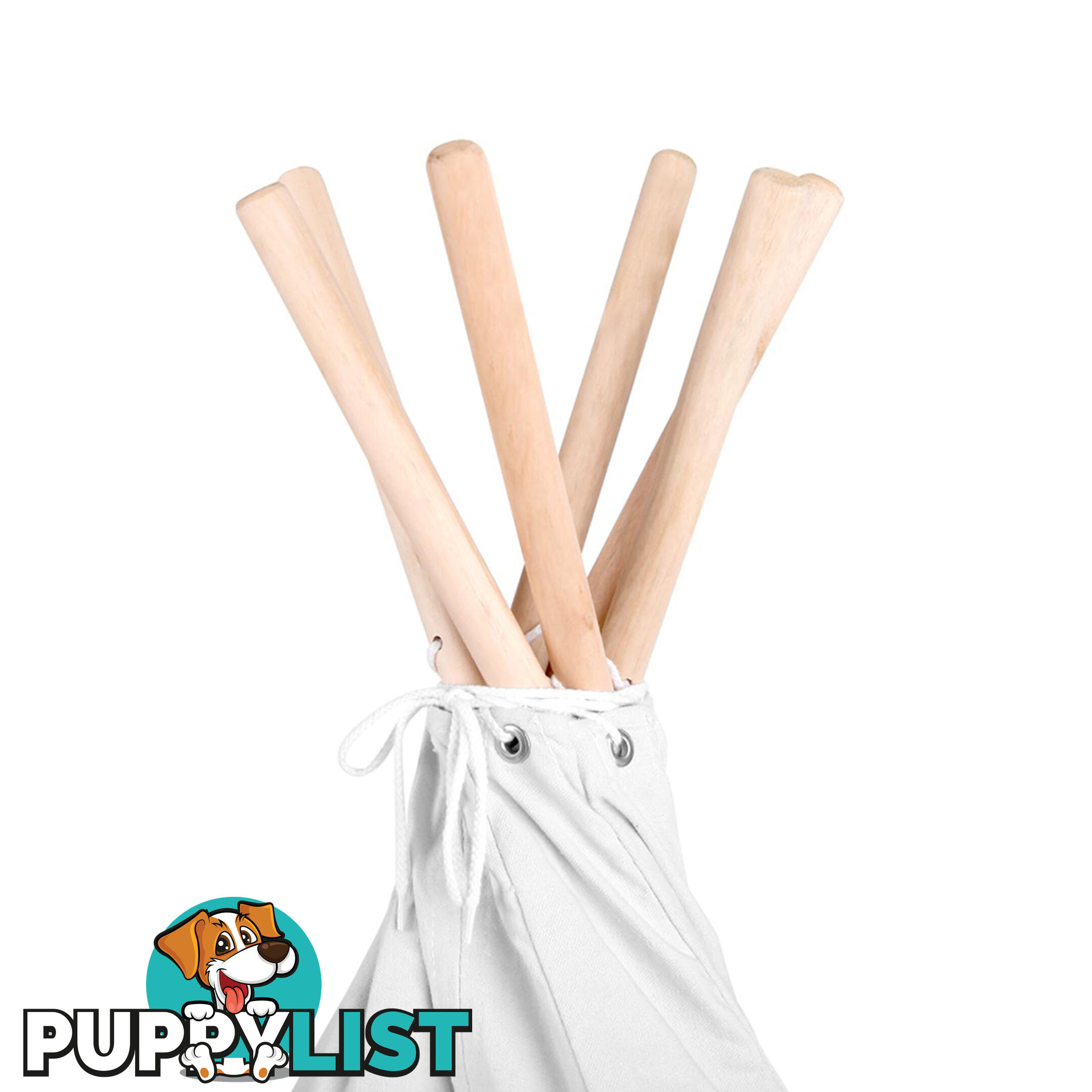 White Kids 6 Pole Teepee Canvas Tent