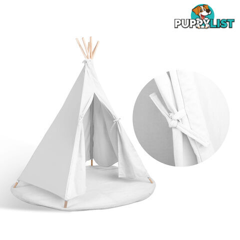 White Kids 6 Pole Teepee Canvas Tent