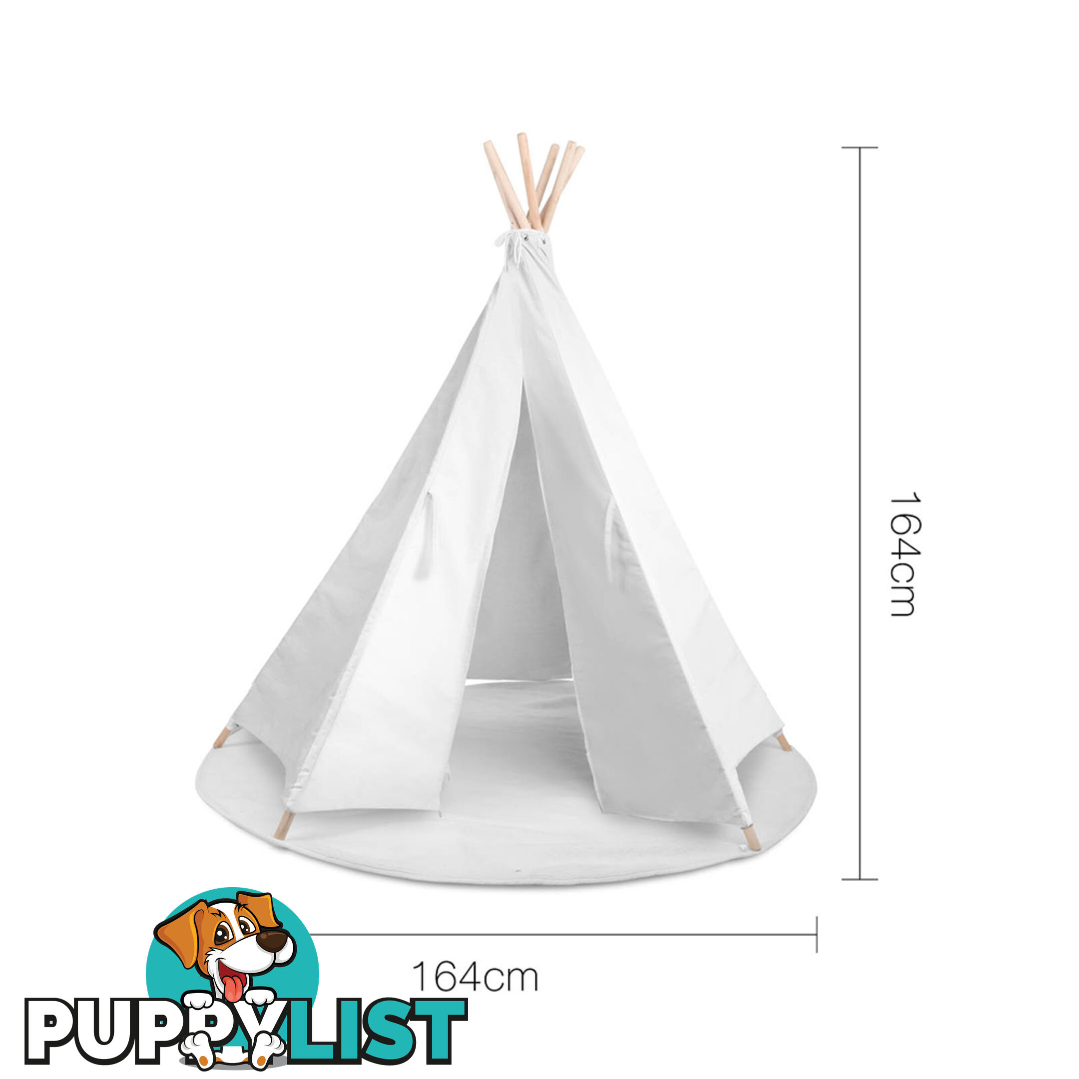 White Kids 6 Pole Teepee Canvas Tent