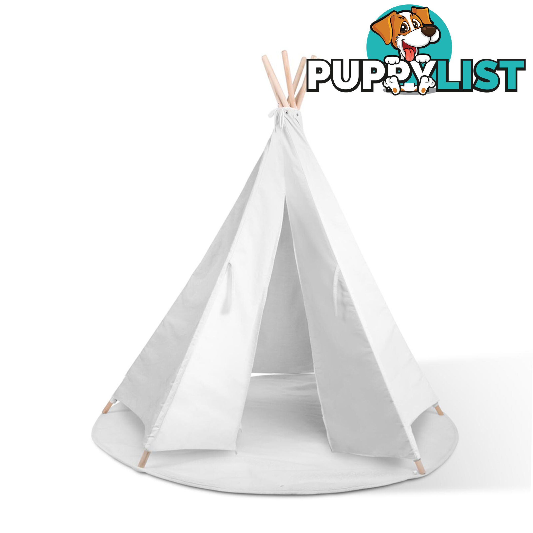 White Kids 6 Pole Teepee Canvas Tent