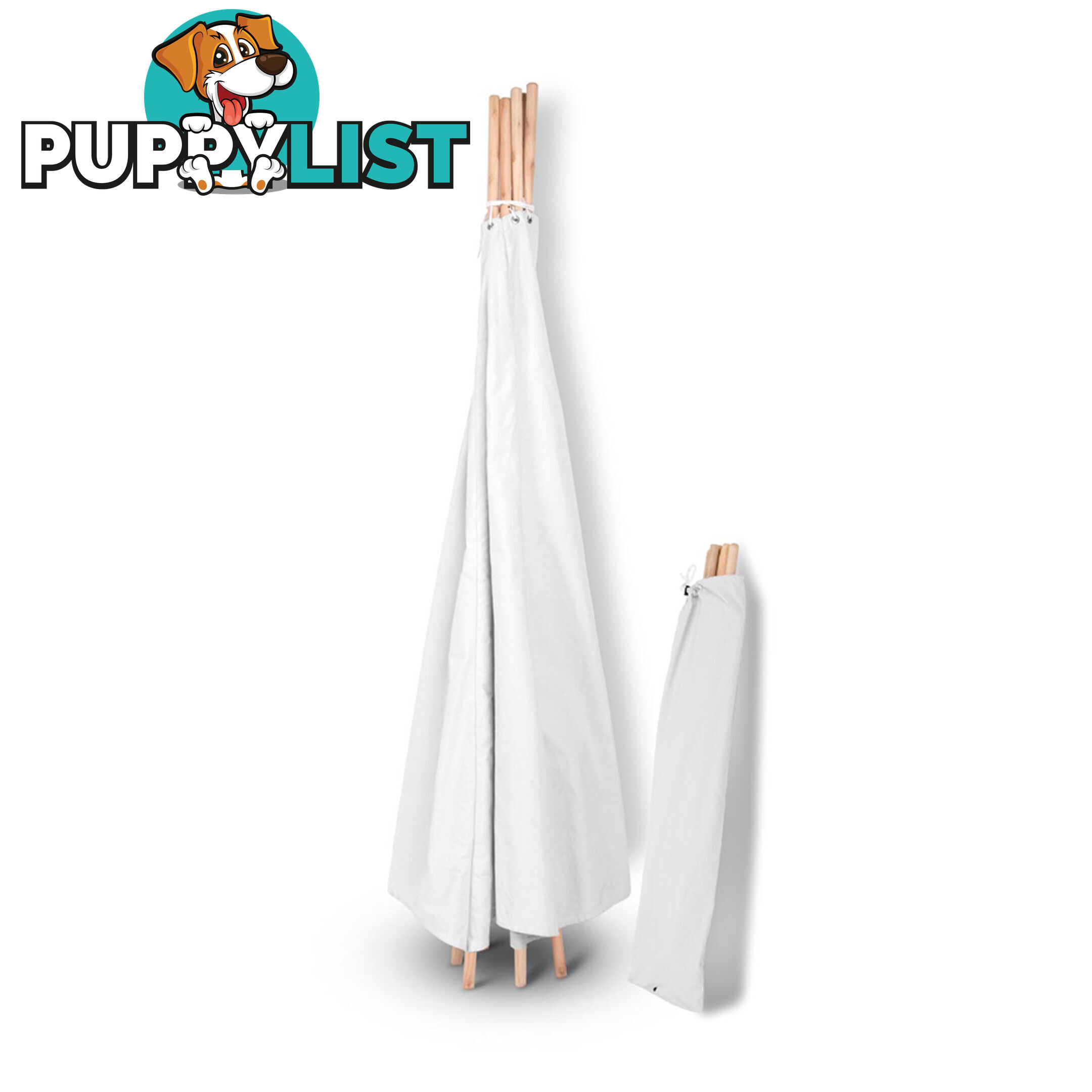 White Kids 6 Pole Teepee Canvas Tent