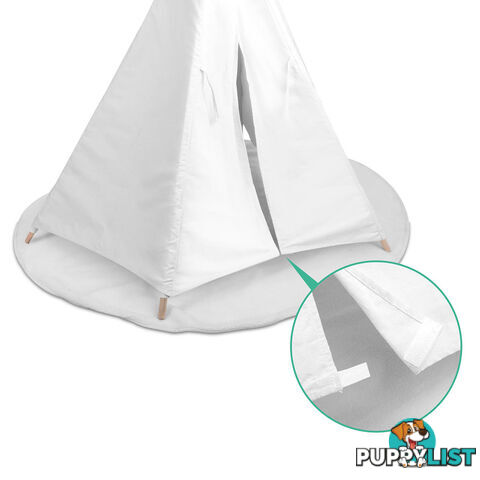 White Kids 6 Pole Teepee Canvas Tent