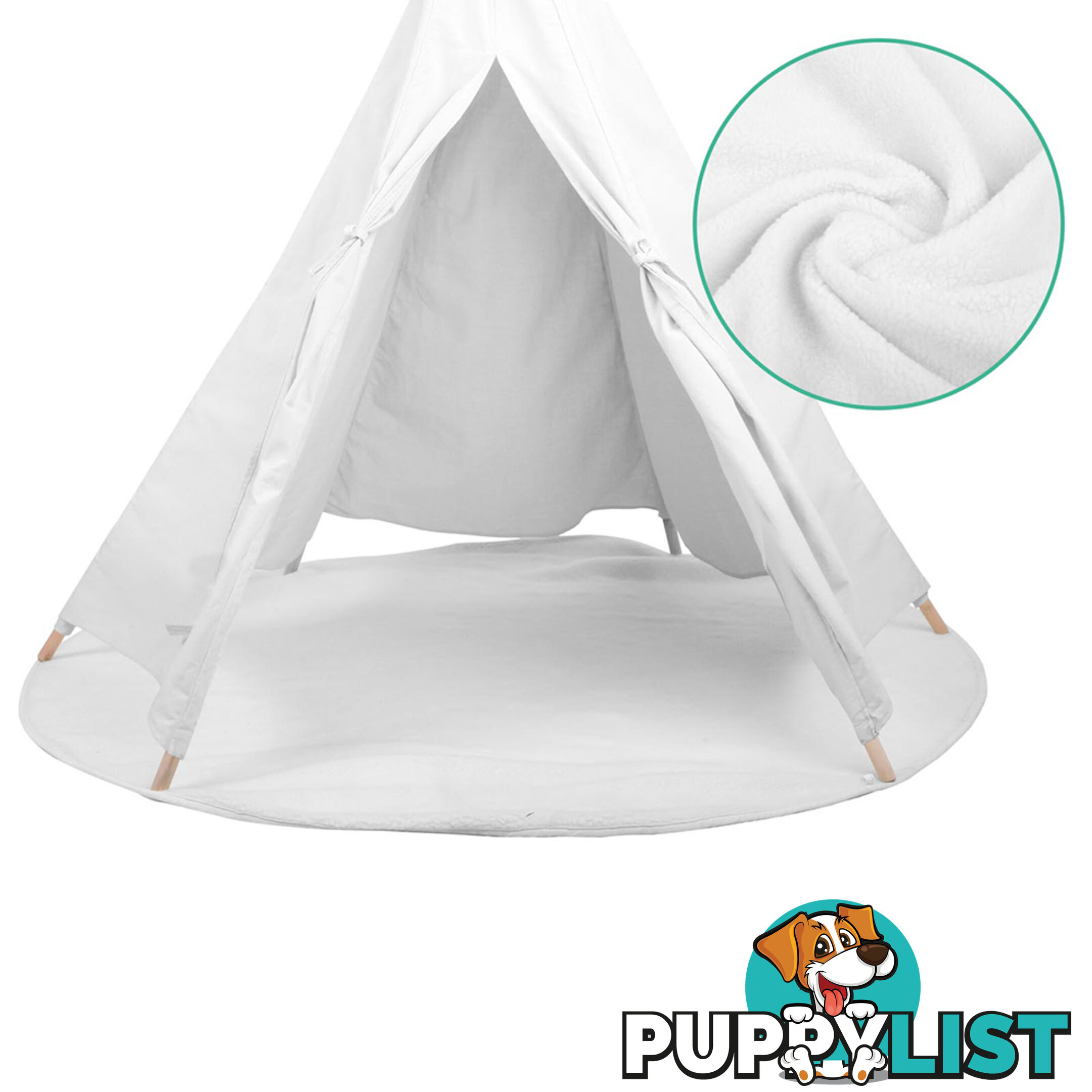 White Kids 6 Pole Teepee Canvas Tent