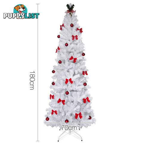 1.8M Christmas Tree with Ornaments - White