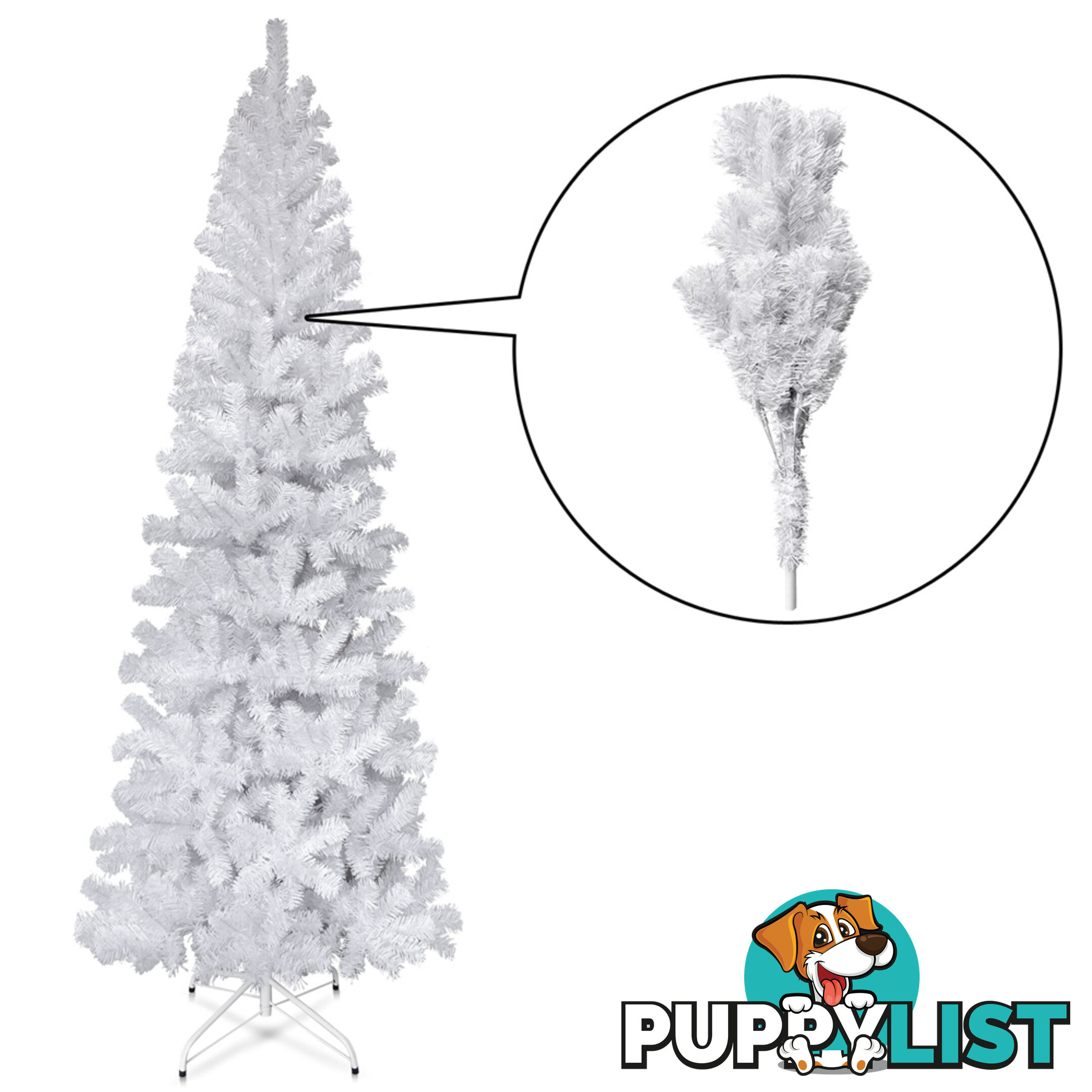 1.8M Christmas Tree with Ornaments - White