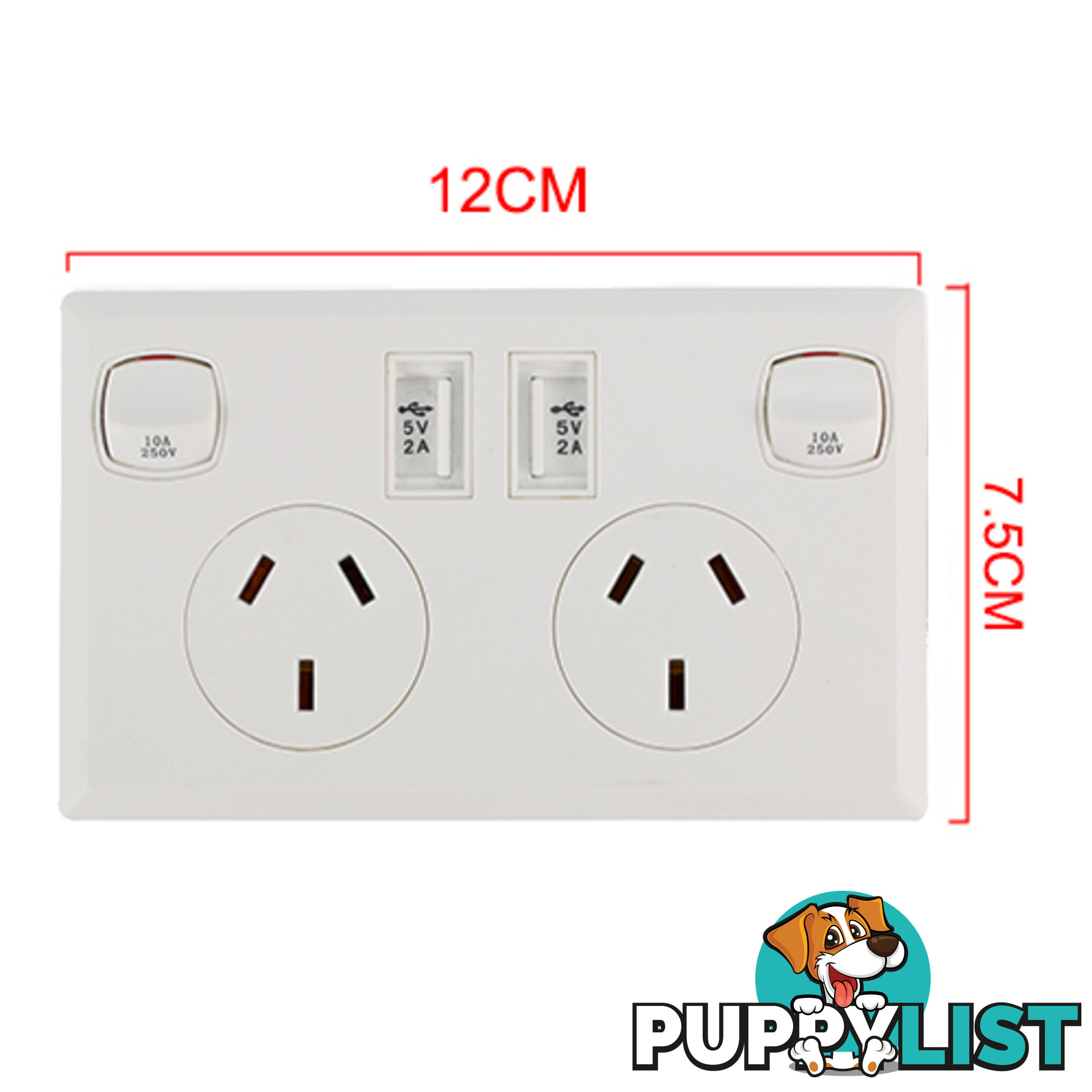 10A Double Australian USB Power Point Power Supply Wall Plug 2 Socket Switch