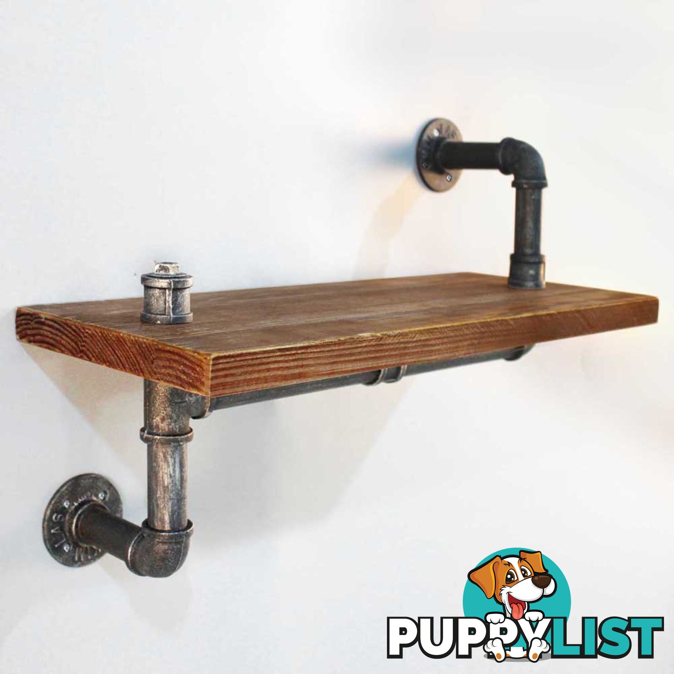 Rustic Industrial DIY Floating Pipe Shelf