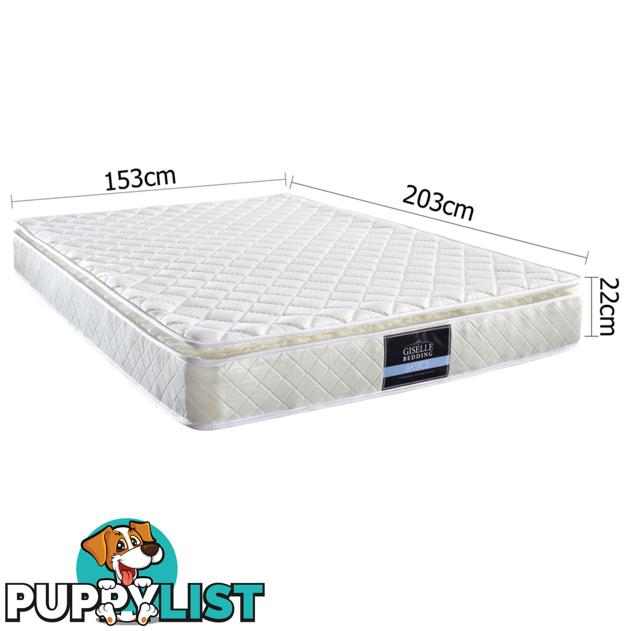 Pillow Top Pocket Spring Mattress 22cm Queen