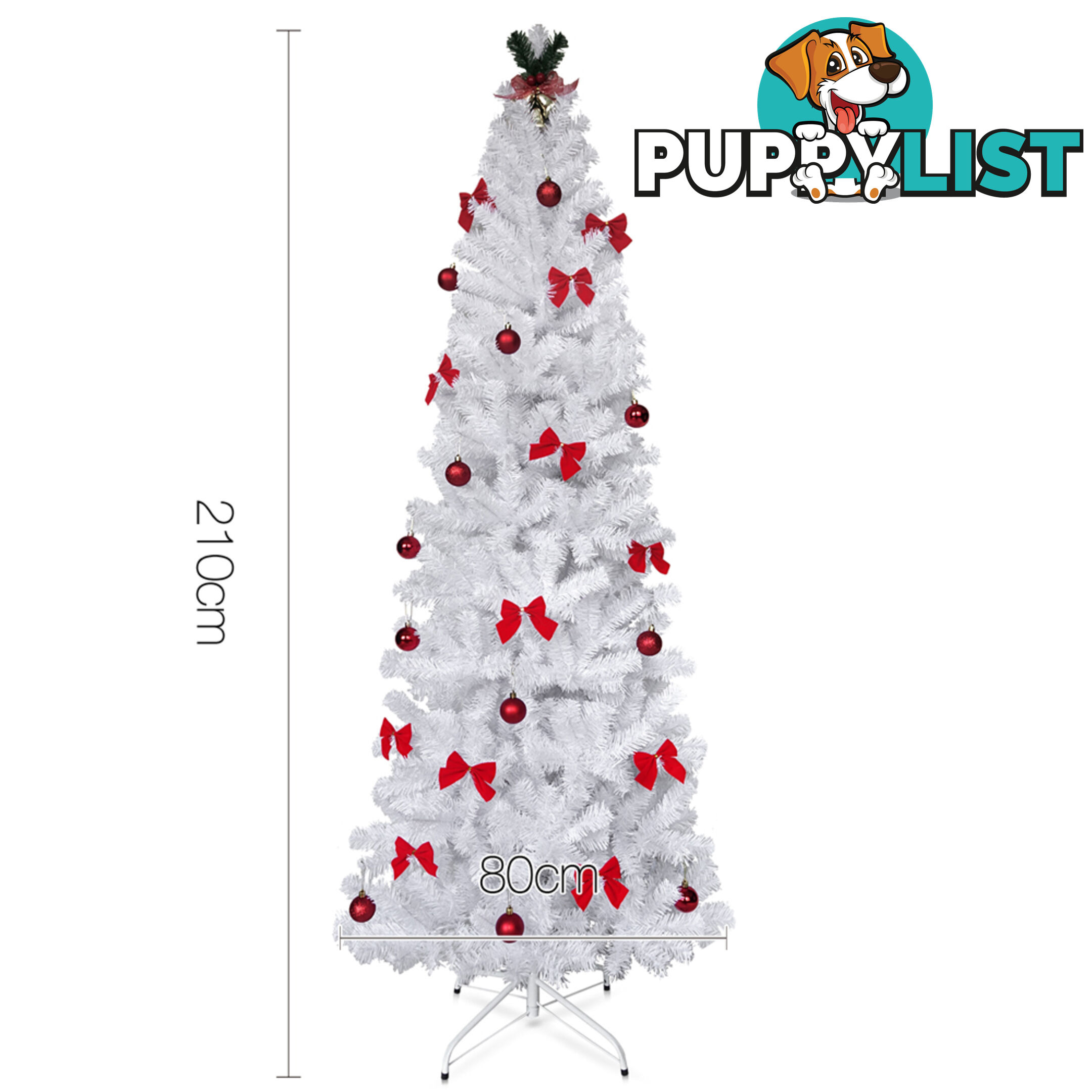 2.1M Christmas Tree with Ornaments - White