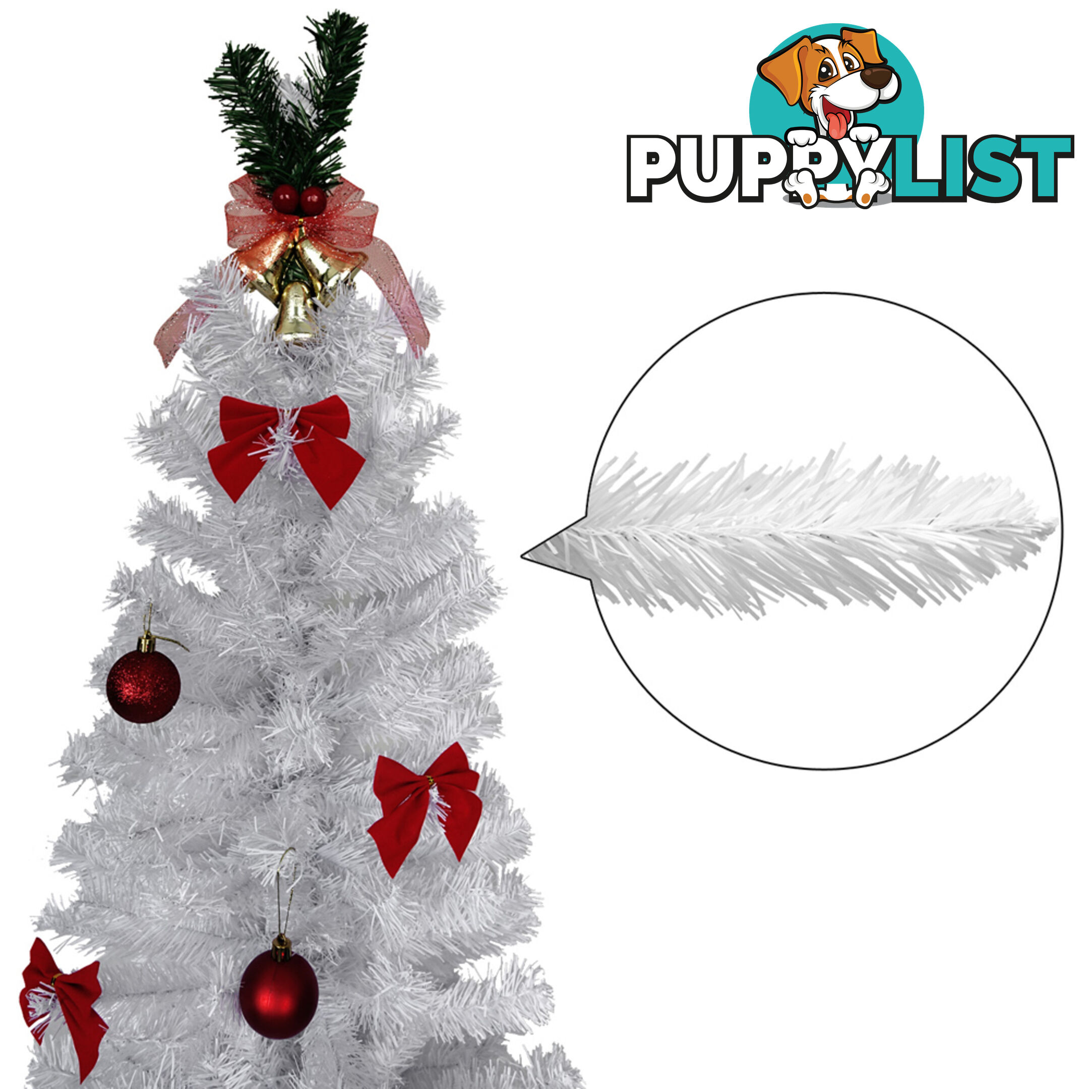 2.1M Christmas Tree with Ornaments - White