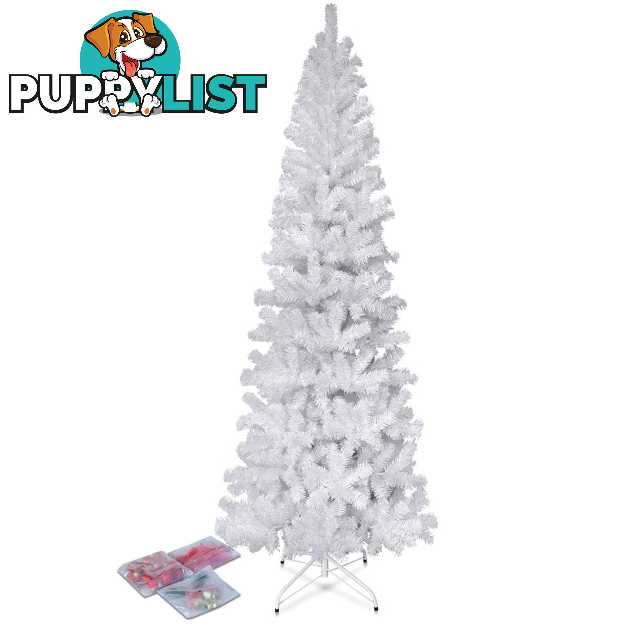 2.1M Christmas Tree with Ornaments - White