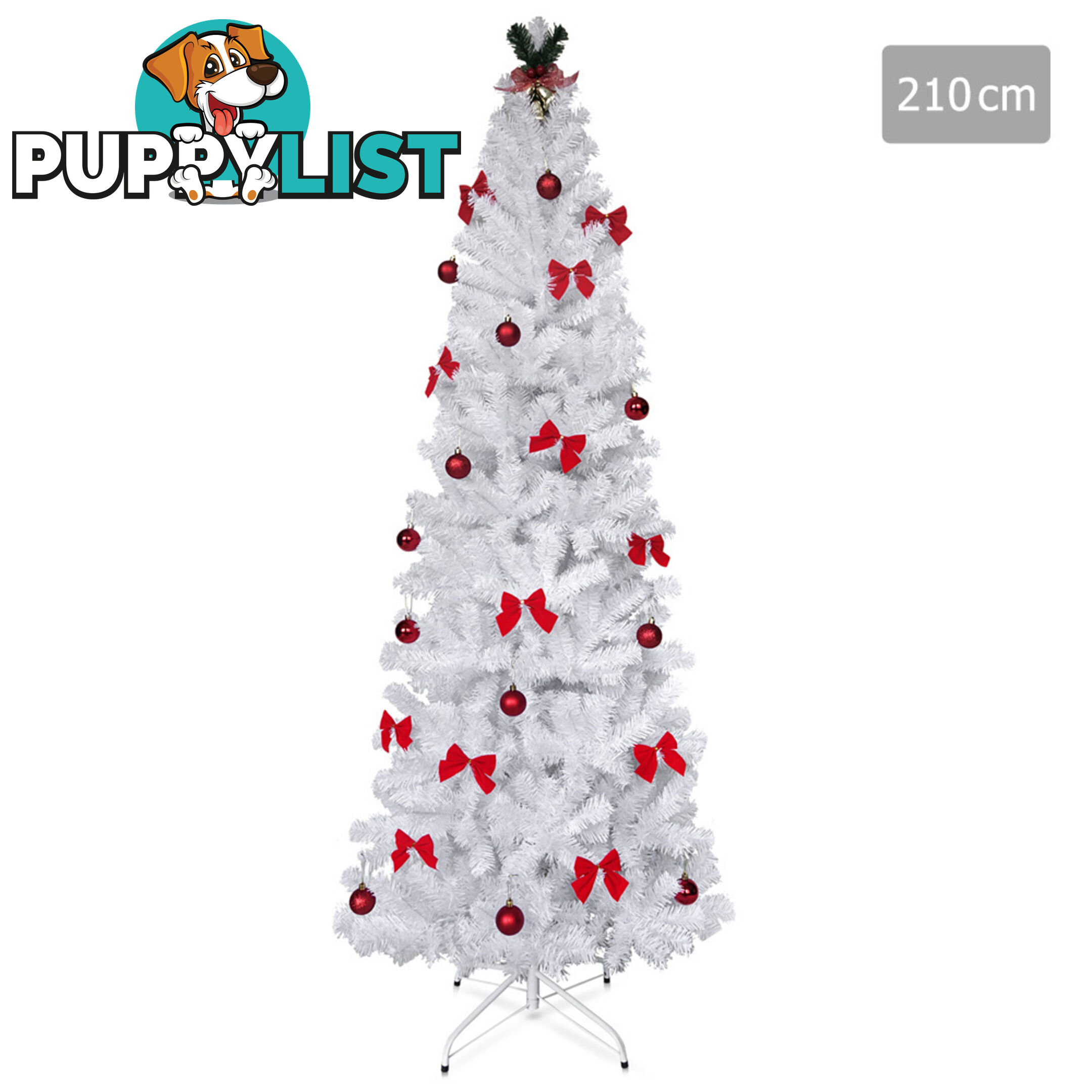 2.1M Christmas Tree with Ornaments - White