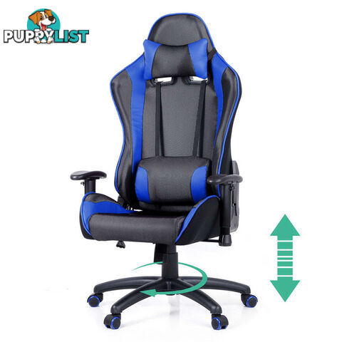 PU Leather & Mesh Reclining Office Desk Gaming Executive Chair - Blue