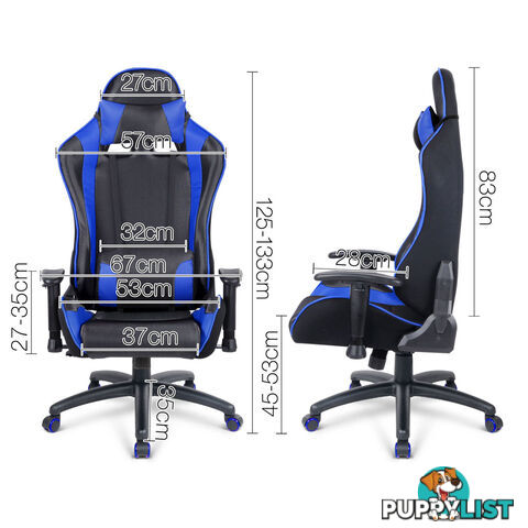 PU Leather & Mesh Reclining Office Desk Gaming Executive Chair - Blue