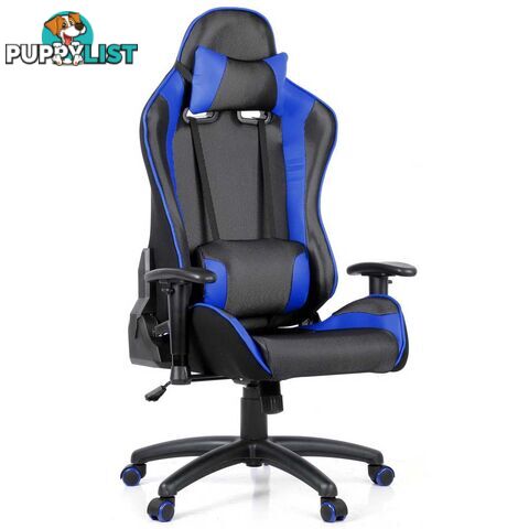 PU Leather & Mesh Reclining Office Desk Gaming Executive Chair - Blue