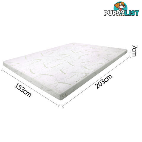 Memory Foam Mattress Topper w/ Bamboo Fabric Cover 7cm Queen