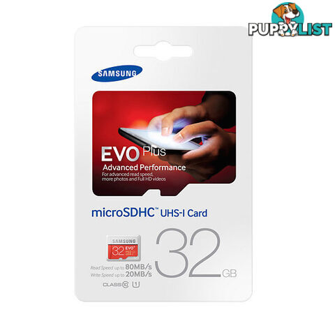 Samsung EVO PLUS 32GB Micro SD Memory Card 80R/20W MB-MC32D