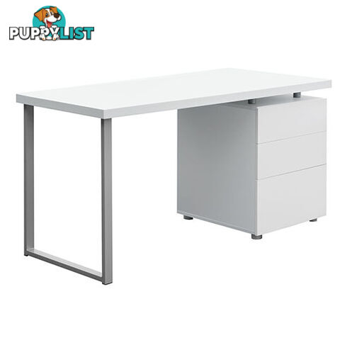 Office Study Computer Desk w/ 3 Drawer Cabinet White