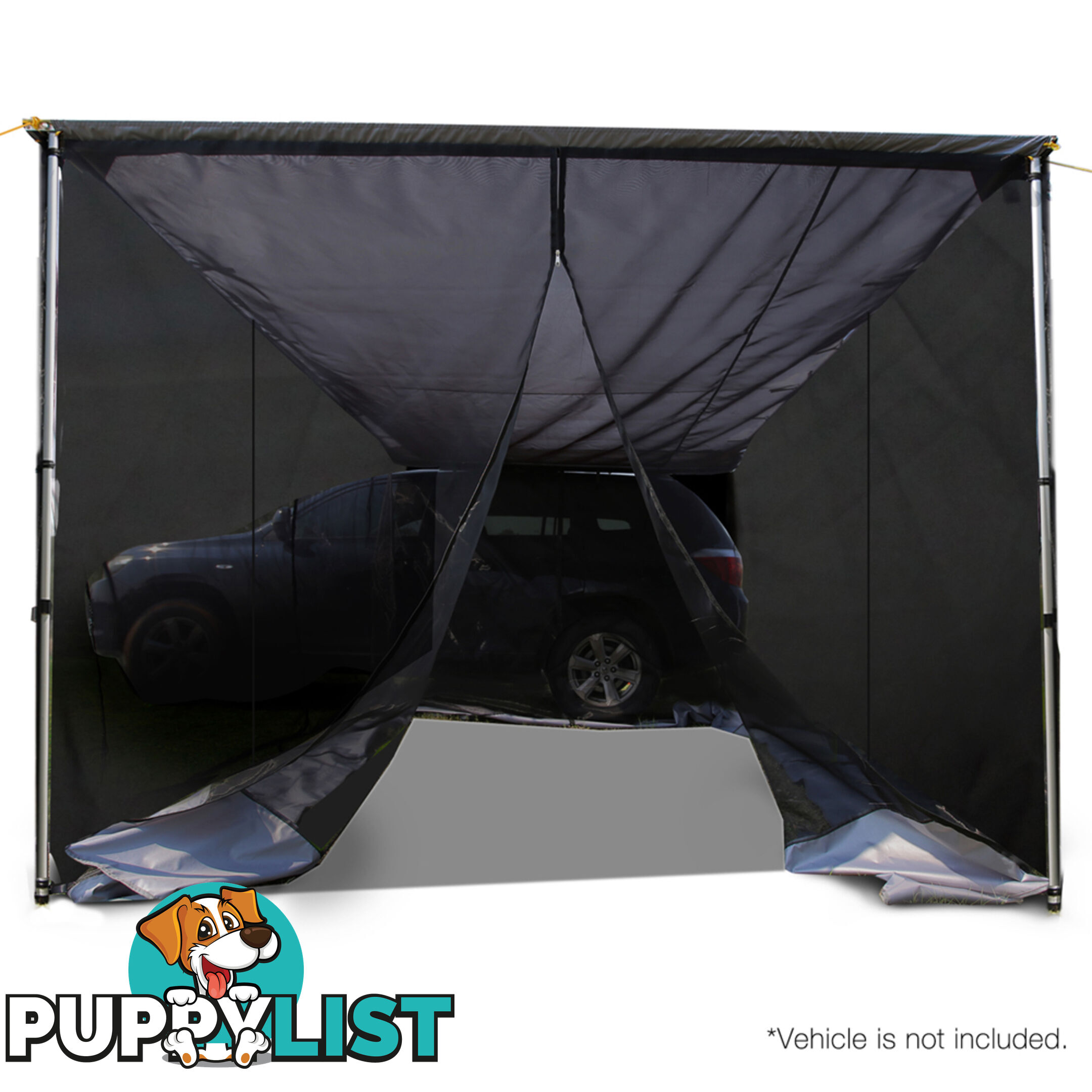 2.5X3M Car Awning & Mesh Screen - Grey