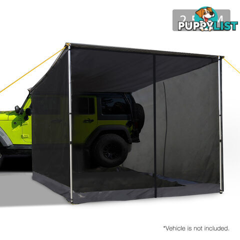 2.5X3M Car Awning & Mesh Screen - Grey