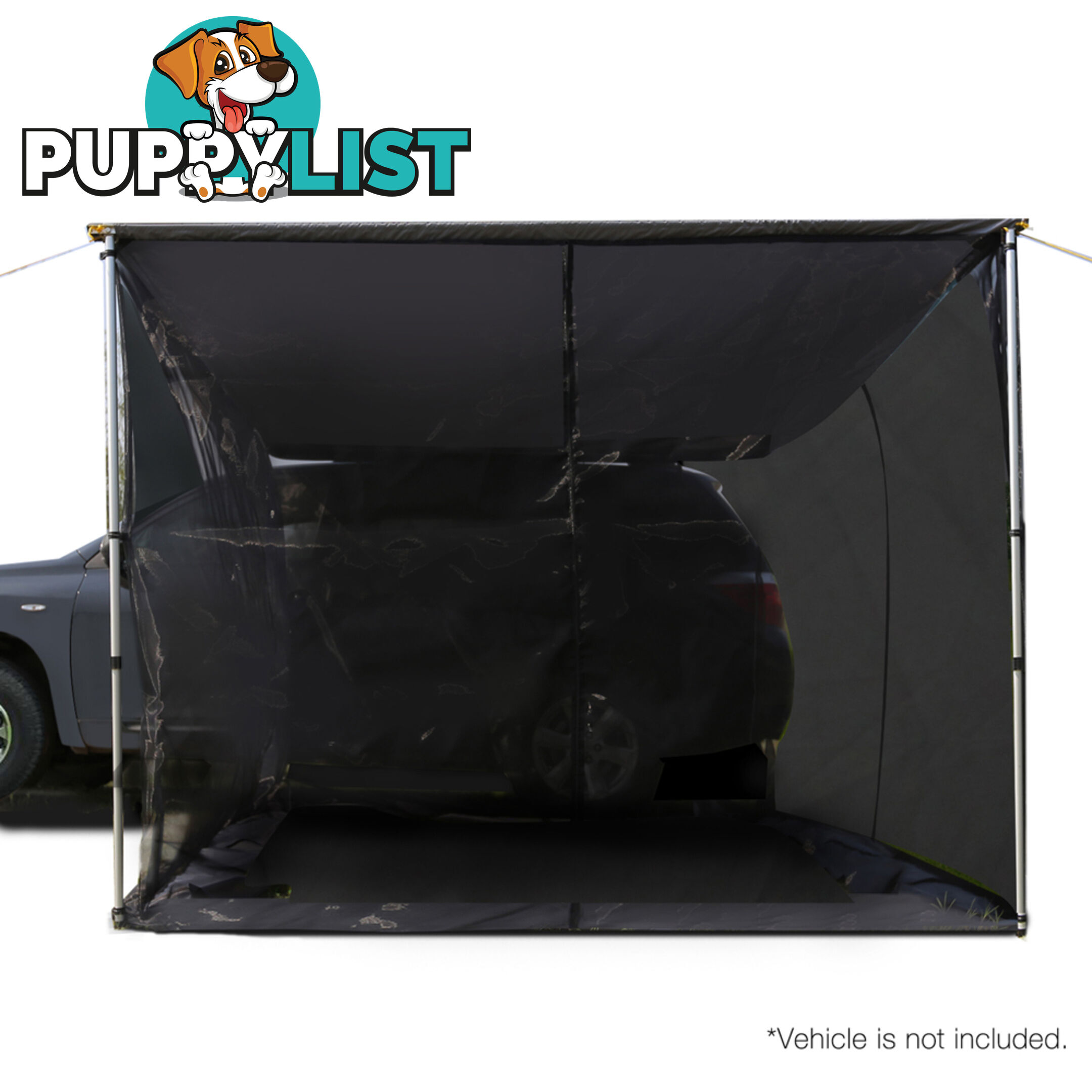 2.5X3M Car Awning & Mesh Screen - Grey