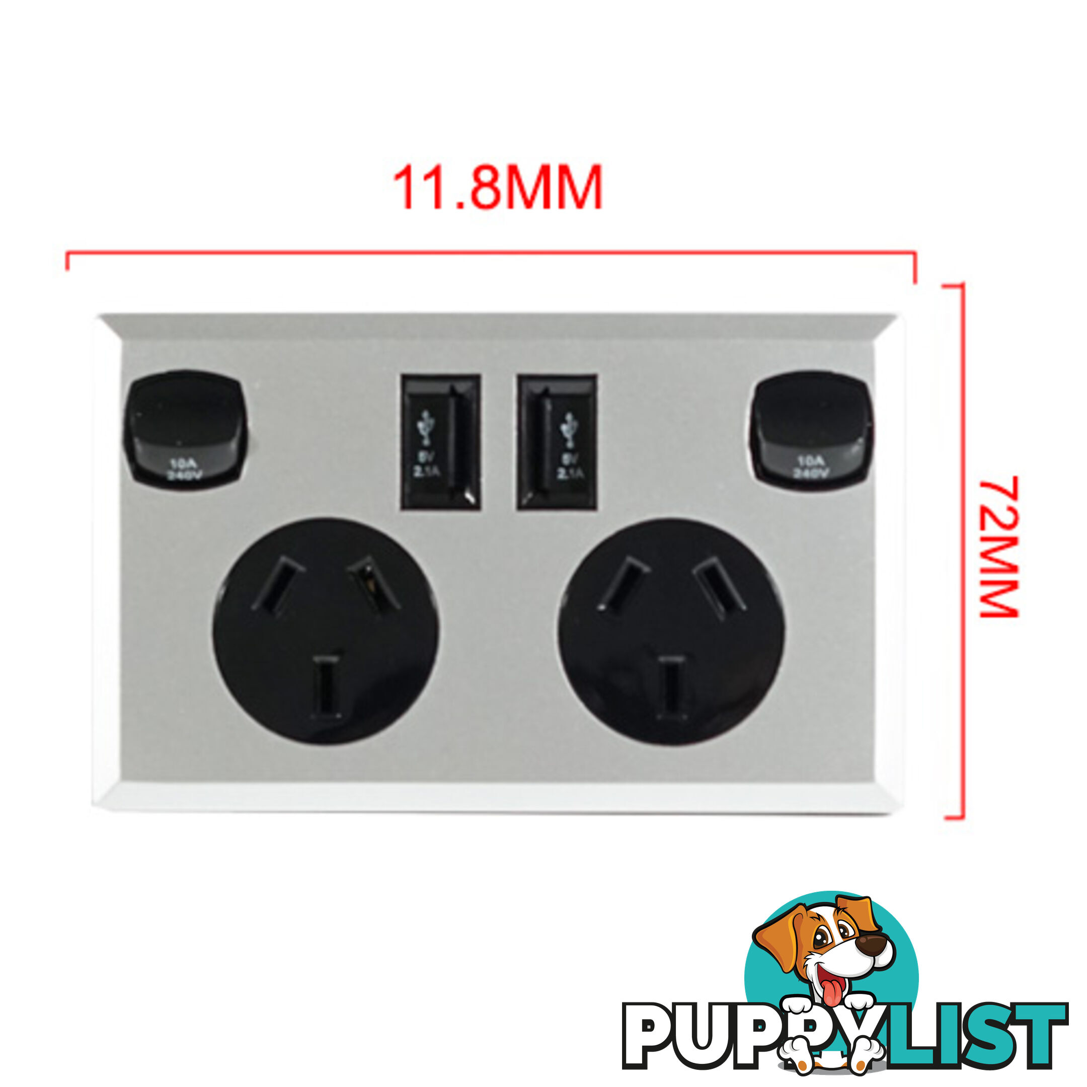 10A Double Australian USB Power Point Supply 2 Socket Switch Wall Plug Black