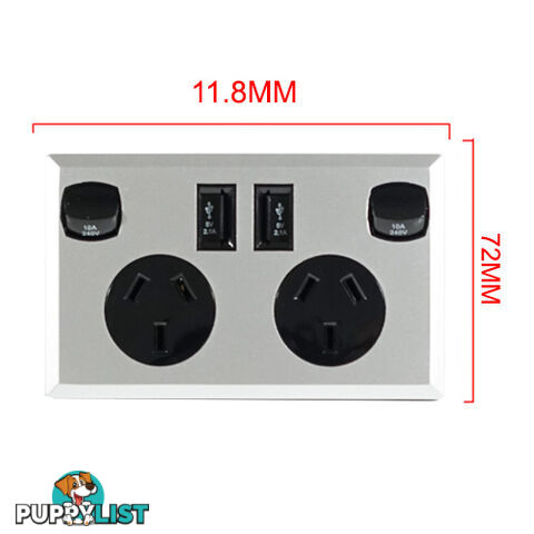 10A Double Australian USB Power Point Supply 2 Socket Switch Wall Plug Black