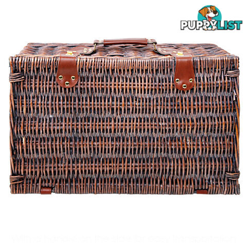 4 Person Picnic Basket Set w/ Cooler Bag Blanket