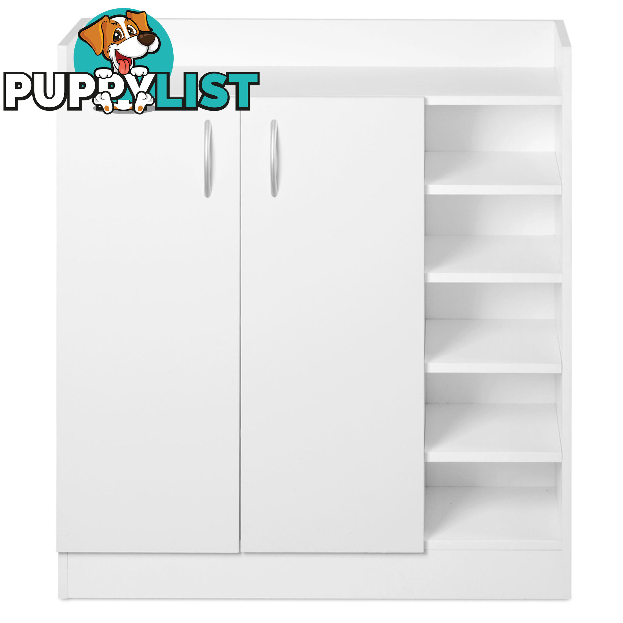 2 Doors Shoe Cabinet Storage Cupboard White