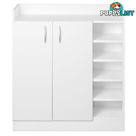 2 Doors Shoe Cabinet Storage Cupboard White