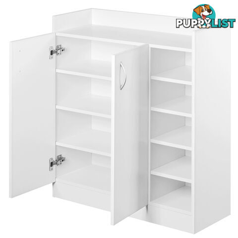 2 Doors Shoe Cabinet Storage Cupboard White