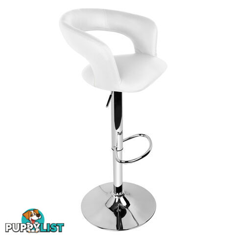 Set of 2 PU Leather Kitchen Bar Stool White