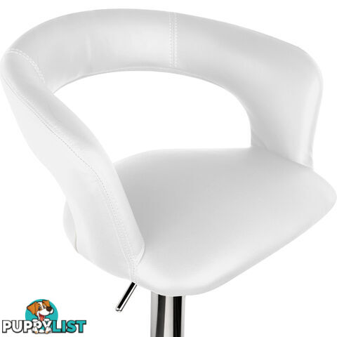 Set of 2 PU Leather Kitchen Bar Stool White