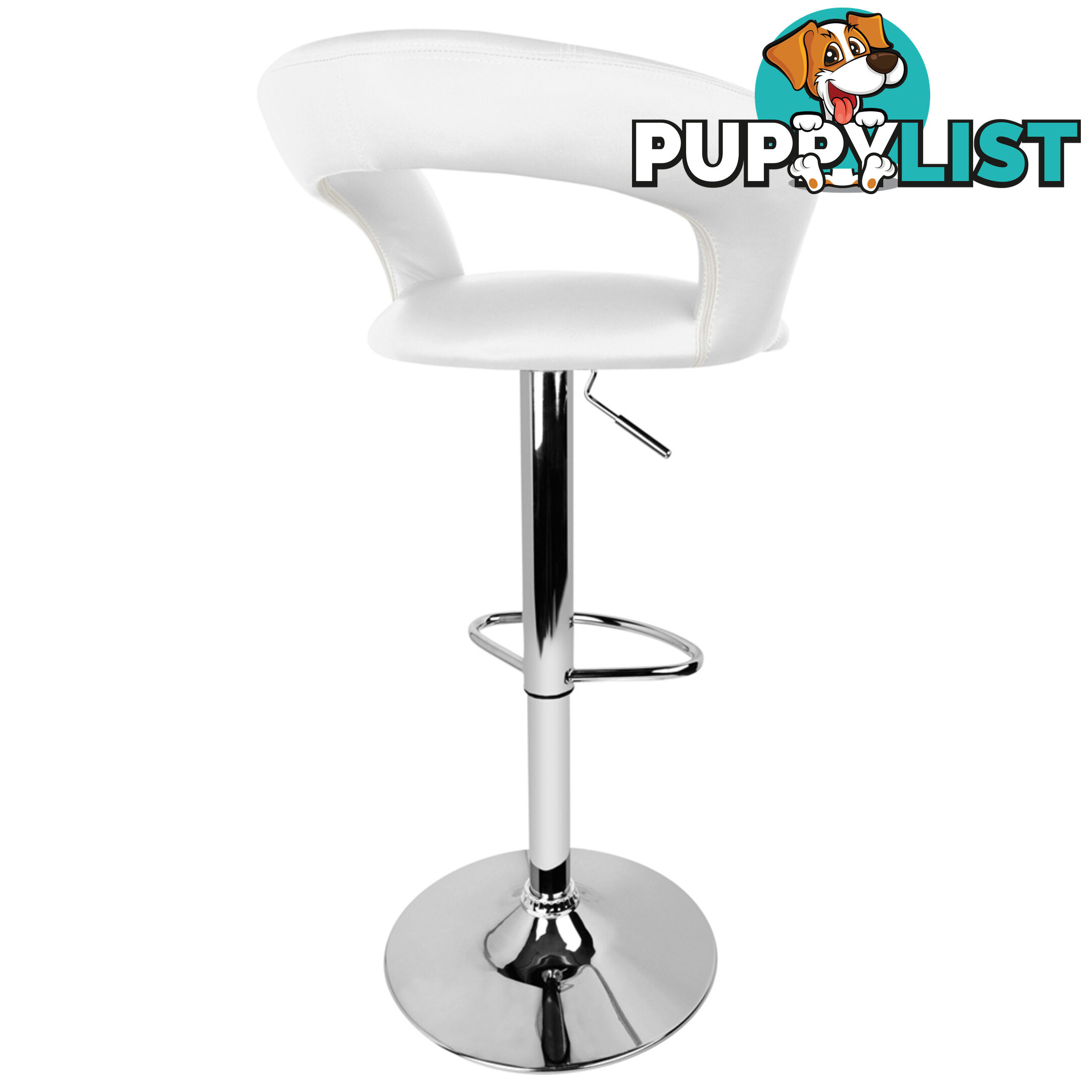 Set of 2 PU Leather Kitchen Bar Stool White