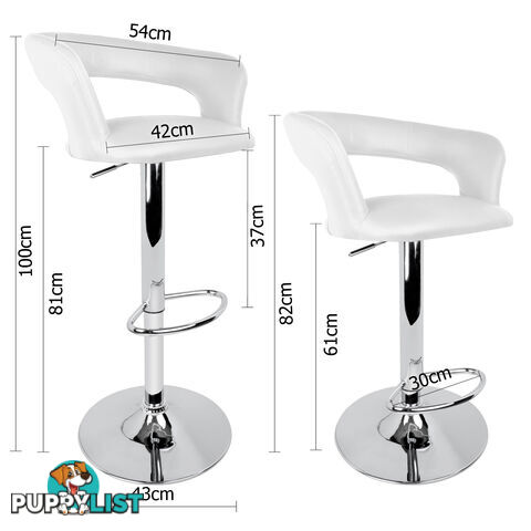 Set of 2 PU Leather Kitchen Bar Stool White