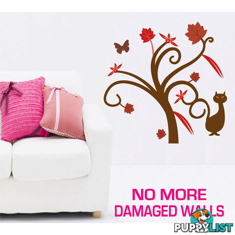 Large Size Gorgeous Tree and Cat Wall Stickers - Totally Movable