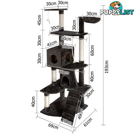 Cat Scratching Poles Post Furniture Tree 193cm Dark Grey